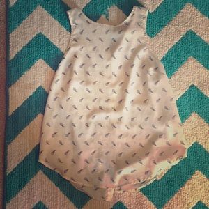 White sorta sheer top button up back, Black arrows